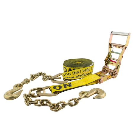 Erickson 2"X30Ft 10,000Lb Long Hndl Ratt w/ Chain Leads w/Bonus Web Clamp Bulk 58727